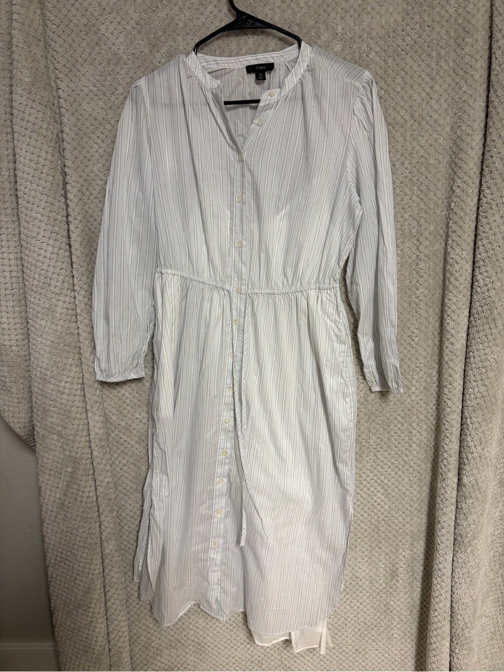 J. Crew White Pinstripe night gown